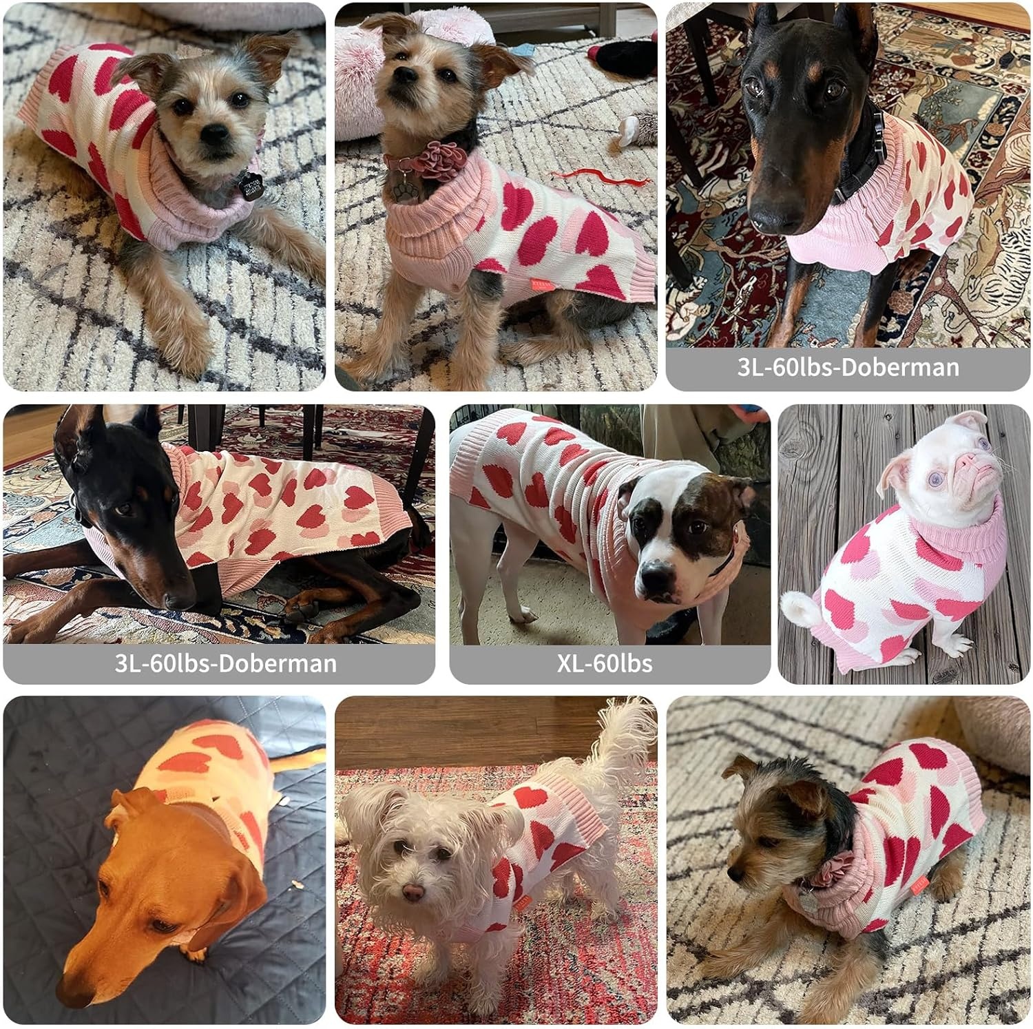 image:imageKYEESE Dog Christmas Sweater with Reindeer Pattern Cozy Holiday Outfit Turtleneck Dog Sweater for Small Dogs with Leash Hole Red Buffalo Plaid Knitwear Soft Warm Festival Dogs Clothes Large1Valentine