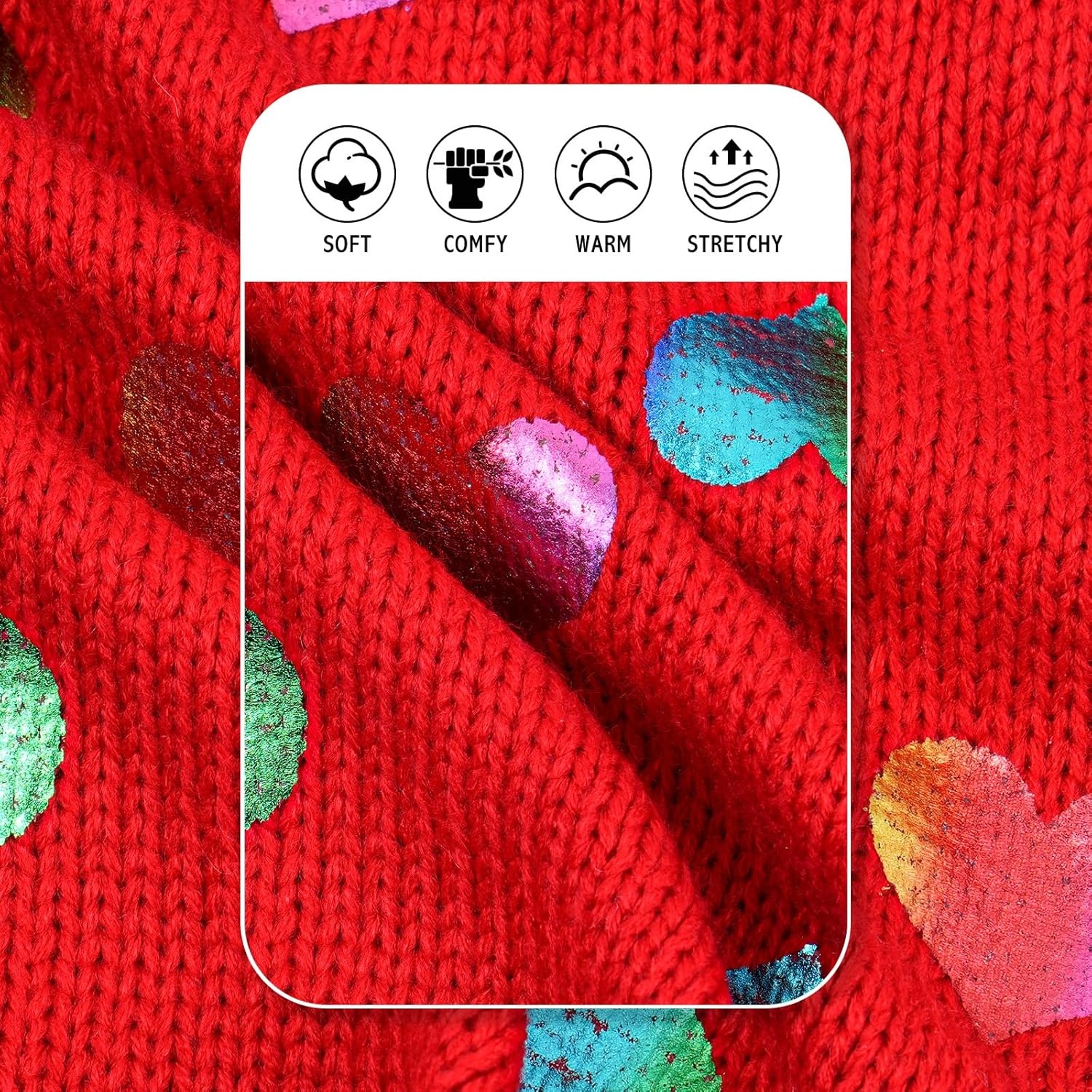 image:imageKYEESE Dog Christmas Sweater with Reindeer Pattern Cozy Holiday Outfit Turtleneck Dog Sweater for Small Dogs with Leash Hole Red Buffalo Plaid Knitwear Soft Warm Festival Dogs Clothes Large2 Heart Red