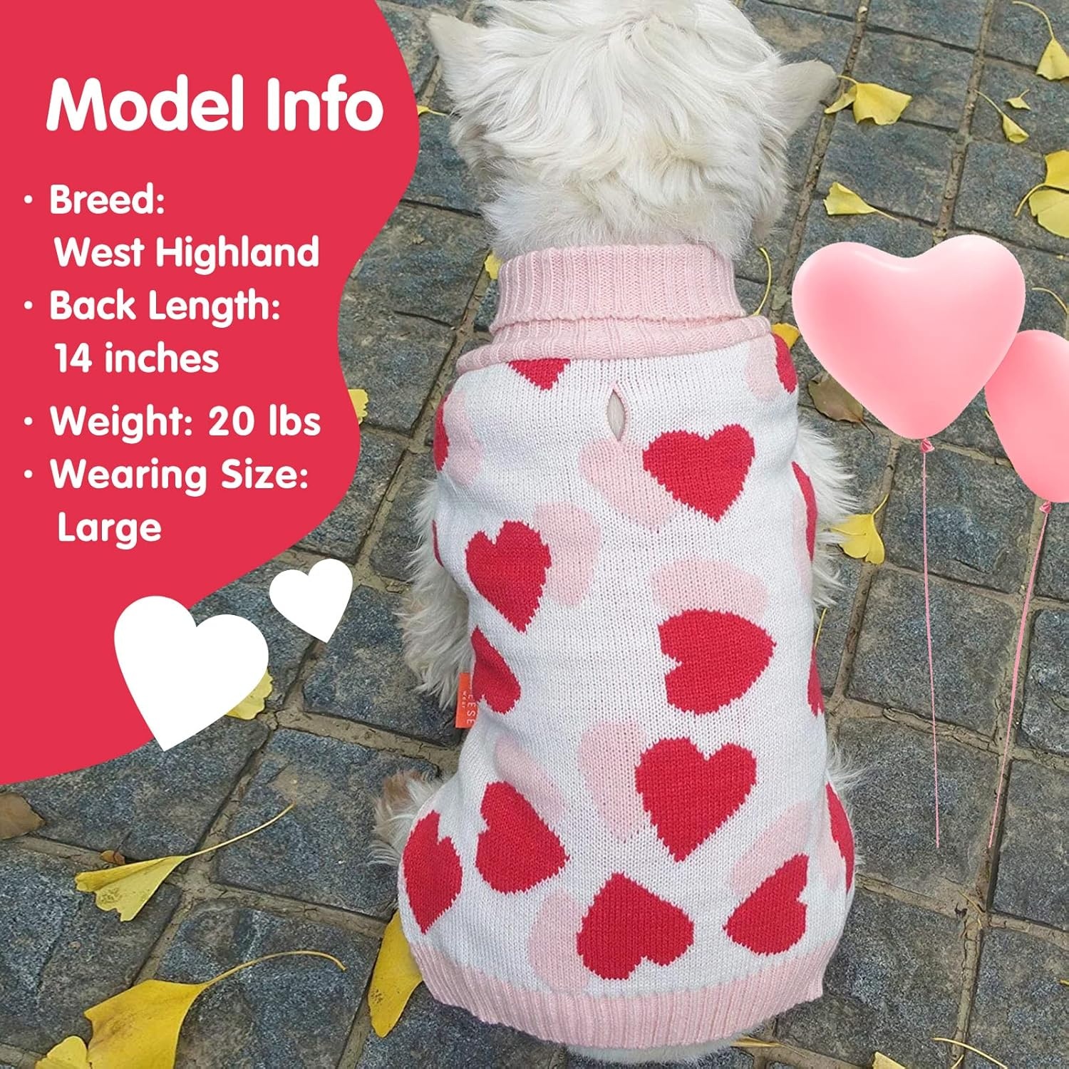 image:imageKYEESE Dog Christmas Sweater with Reindeer Pattern Cozy Holiday Outfit Turtleneck Dog Sweater for Small Dogs with Leash Hole Red Buffalo Plaid Knitwear Soft Warm Festival Dogs Clothes Large1Valentine
