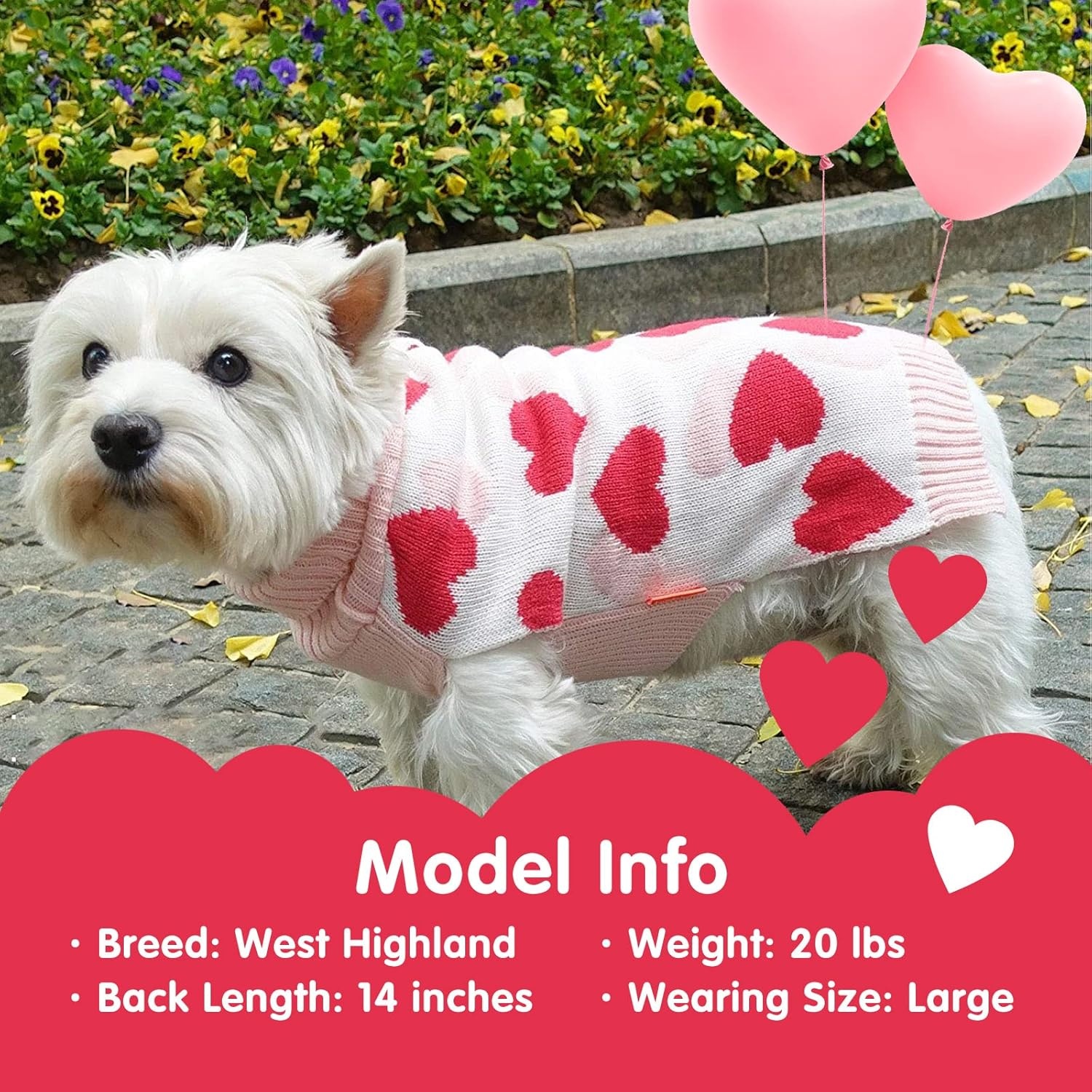 image:imageKYEESE Dog Christmas Sweater with Reindeer Pattern Cozy Holiday Outfit Turtleneck Dog Sweater for Small Dogs with Leash Hole Red Buffalo Plaid Knitwear Soft Warm Festival Dogs Clothes Large1Valentine