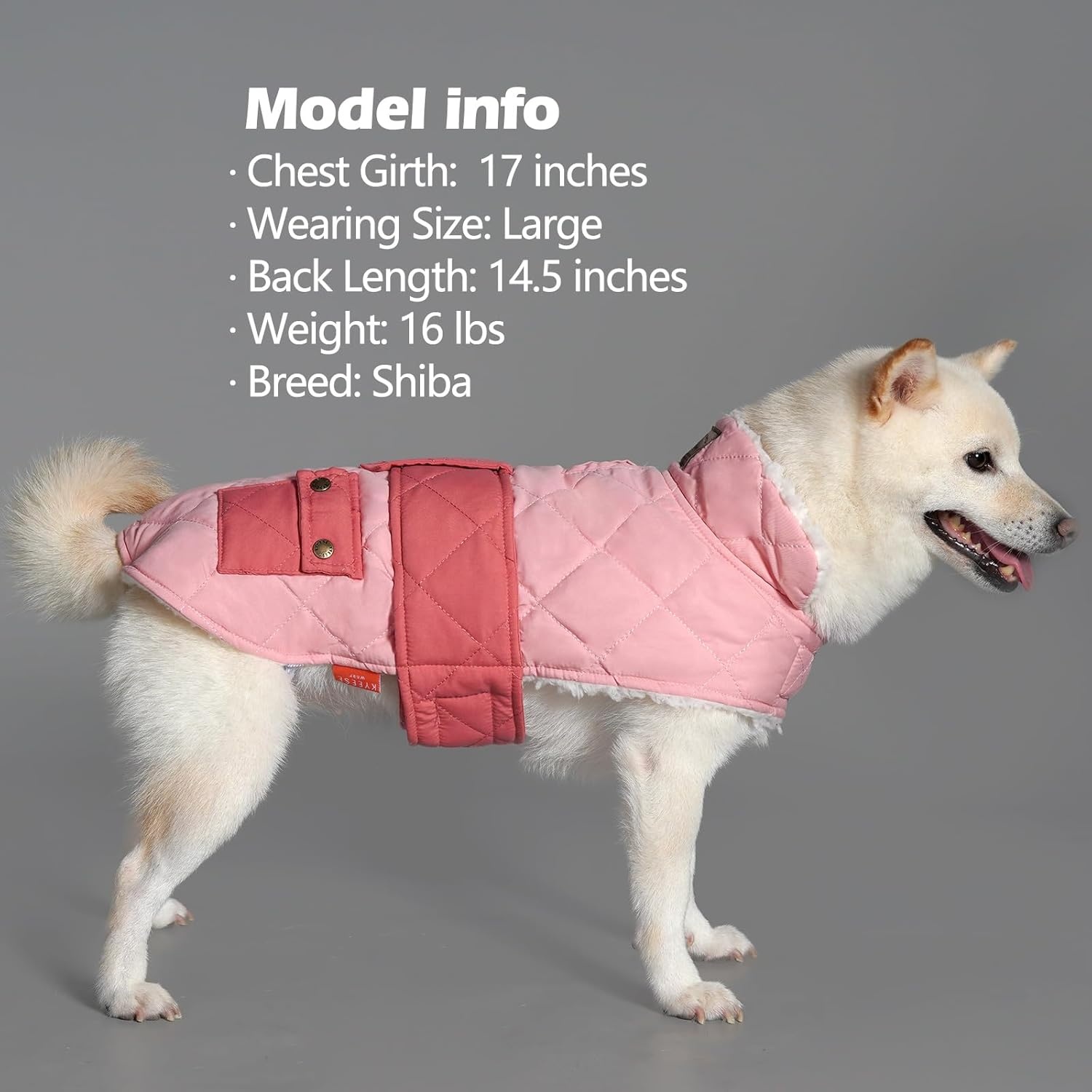 image:imageKYEESE Dog Coat Thick Pets Clothes with Pocket Windproof Dog Coats for Small Dogs Waterproof Dogs Jacket with Fleece Lined Warm Pet Winter Puffer Coat with Leash Hole Soft Pet Sweater for Cold Weather04 Pink