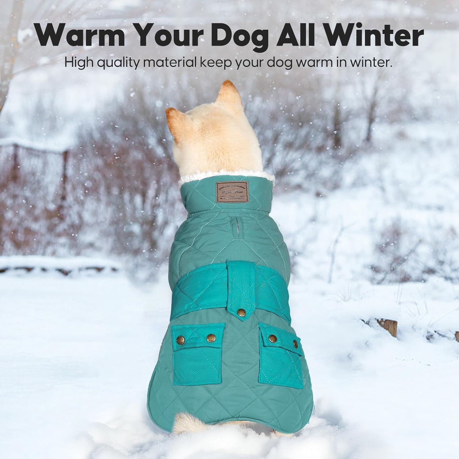 image:imageKYEESE Dog Coat Thick Pets Clothes with Pocket Windproof Dog Coats for Small Dogs Waterproof Dogs Jacket with Fleece Lined Warm Pet Winter Puffer Coat with Leash Hole Soft Pet Sweater for Cold Weather10 Mist Blue