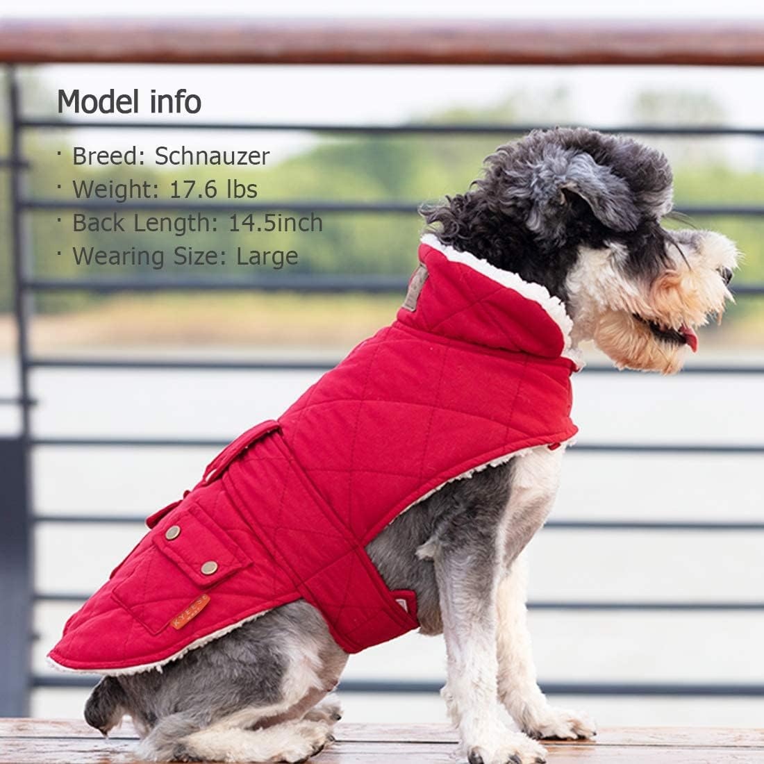 image:imageKYEESE Dog Coat Thick Pets Clothes with Pocket Windproof Dog Coats for Small Dogs Waterproof Dogs Jacket with Fleece Lined Warm Pet Winter Puffer Coat with Leash Hole Soft Pet Sweater for Cold Weather02 Red