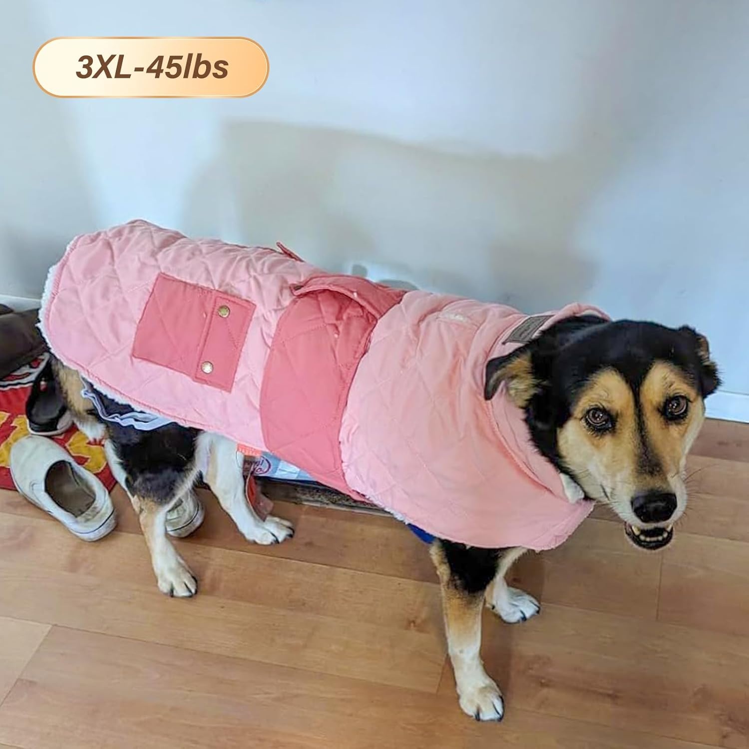 image:imageKYEESE Dog Coat Thick Pets Clothes with Pocket Windproof Dog Coats for Small Dogs Waterproof Dogs Jacket with Fleece Lined Warm Pet Winter Puffer Coat with Leash Hole Soft Pet Sweater for Cold Weather04 Pink