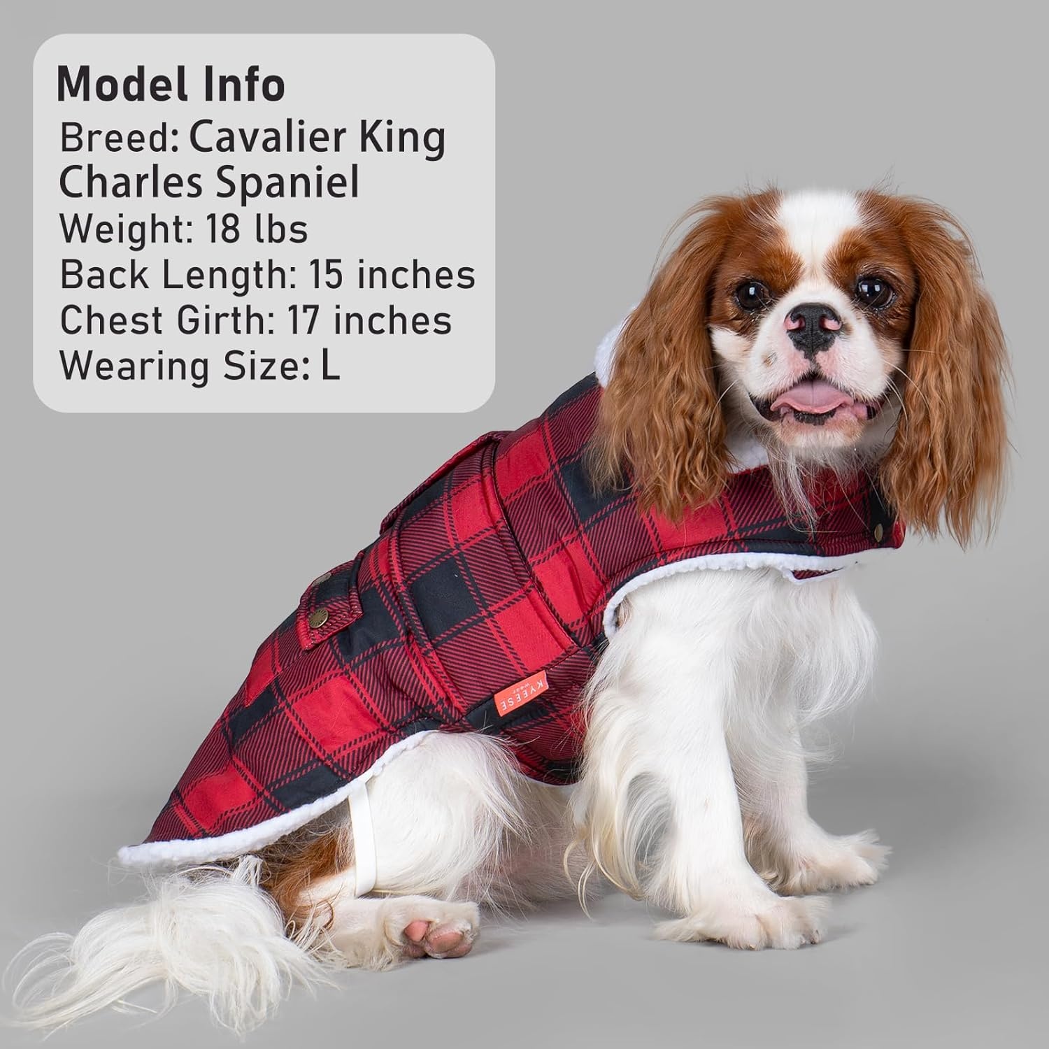 image:imageKYEESE Dog Coat Thick Pets Clothes with Pocket Windproof Dog Coats for Small Dogs Waterproof Dogs Jacket with Fleece Lined Warm Pet Winter Puffer Coat with Leash Hole Soft Pet Sweater for Cold Weather12Red Plaid