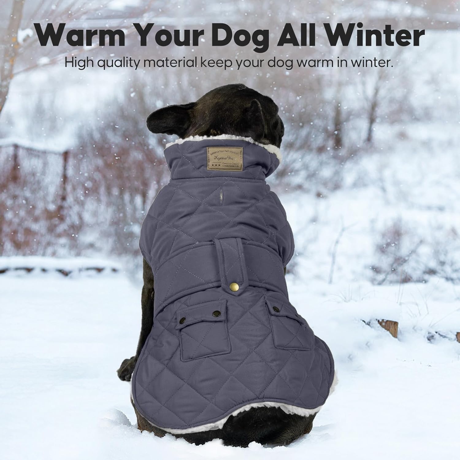 image:imageKYEESE Dog Coat Thick Pets Clothes with Pocket Windproof Dog Coats for Small Dogs Waterproof Dogs Jacket with Fleece Lined Warm Pet Winter Puffer Coat with Leash Hole Soft Pet Sweater for Cold Weather03 Gray