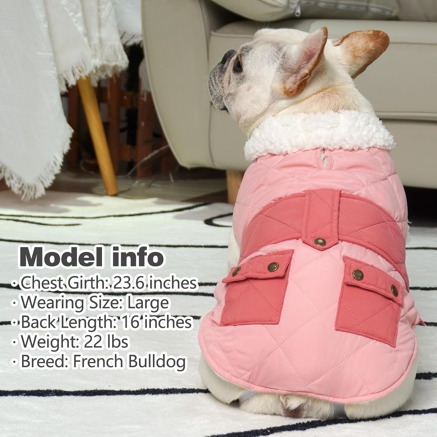 image:imageKYEESE Dog Coat Thick Pets Clothes with Pocket Windproof Dog Coats for Small Dogs Waterproof Dogs Jacket with Fleece Lined Warm Pet Winter Puffer Coat with Leash Hole Soft Pet Sweater for Cold Weather04 Pink