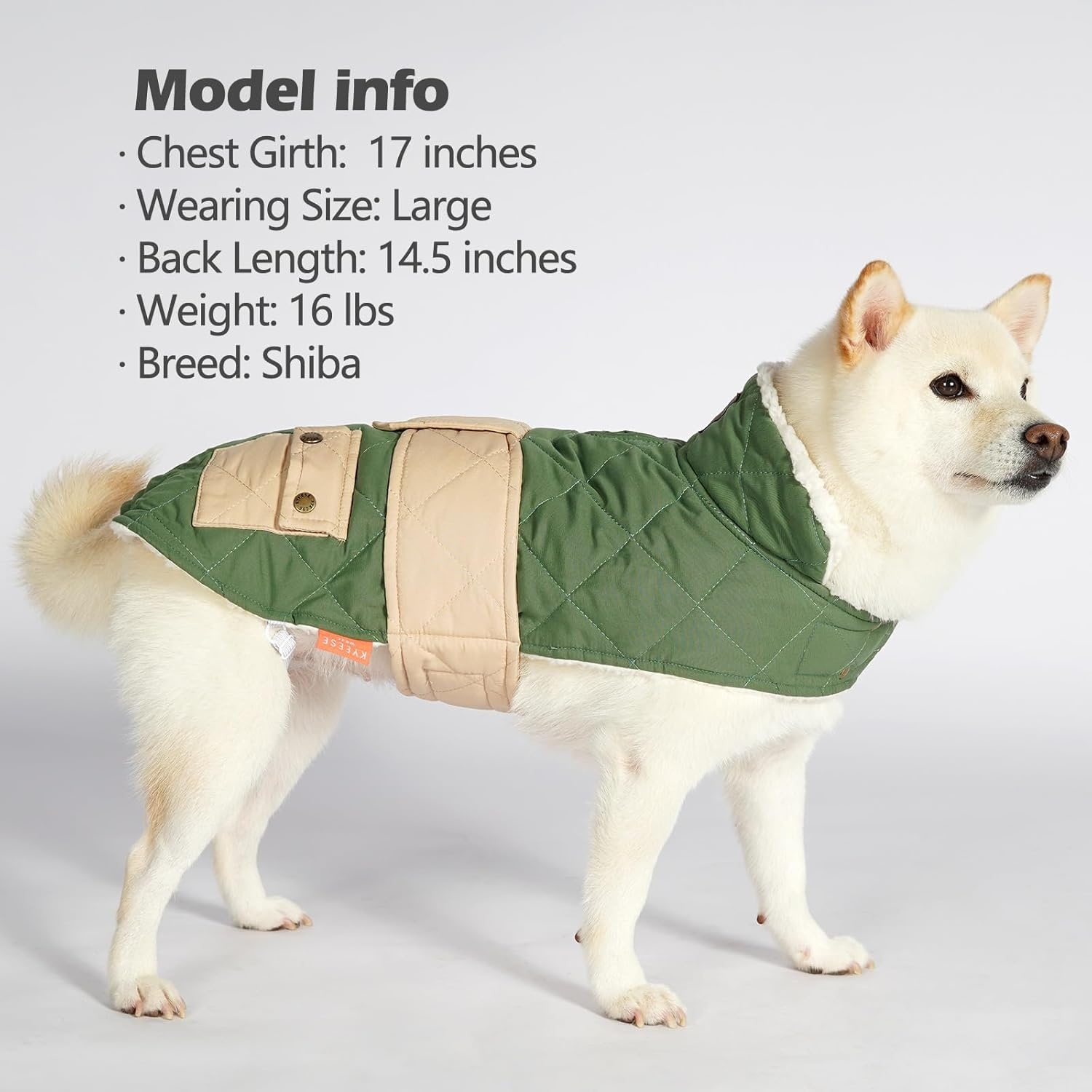 image:imageKYEESE Dog Coat Thick Pets Clothes with Pocket Windproof Dog Coats for Small Dogs Waterproof Dogs Jacket with Fleece Lined Warm Pet Winter Puffer Coat with Leash Hole Soft Pet Sweater for Cold Weather11 Green