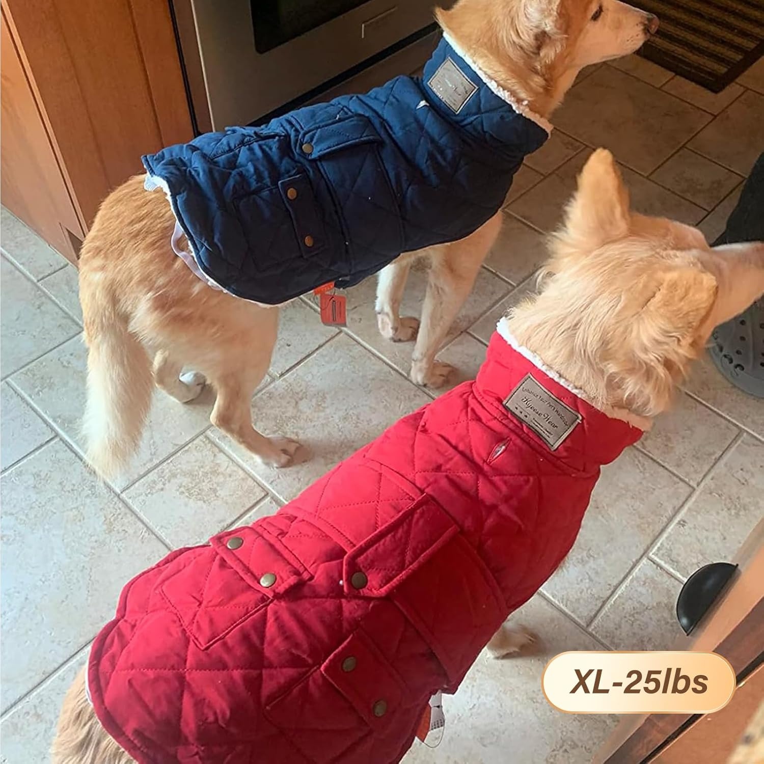 image:imageKYEESE Dog Coat Thick Pets Clothes with Pocket Windproof Dog Coats for Small Dogs Waterproof Dogs Jacket with Fleece Lined Warm Pet Winter Puffer Coat with Leash Hole Soft Pet Sweater for Cold Weather02 Red