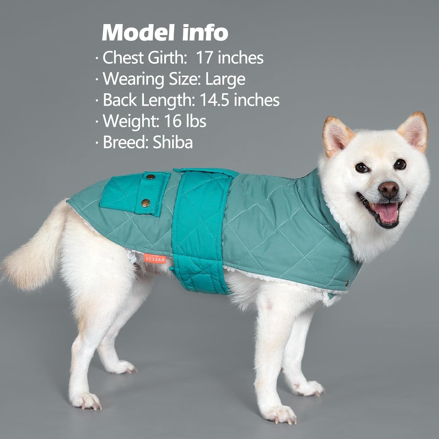 image:imageKYEESE Dog Coat Thick Pets Clothes with Pocket Windproof Dog Coats for Small Dogs Waterproof Dogs Jacket with Fleece Lined Warm Pet Winter Puffer Coat with Leash Hole Soft Pet Sweater for Cold Weather10 Mist Blue