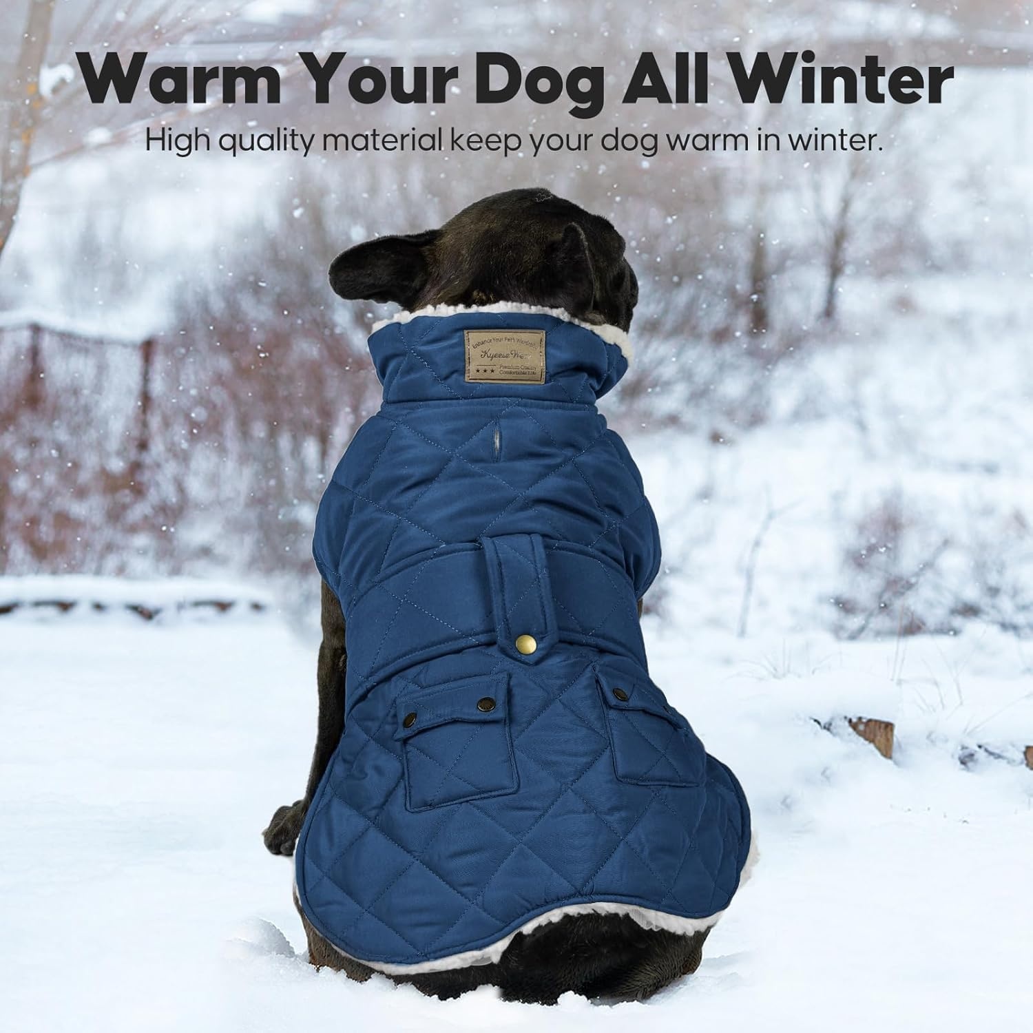 image:imageKYEESE Dog Coat Thick Pets Clothes with Pocket Windproof Dog Coats for Small Dogs Waterproof Dogs Jacket with Fleece Lined Warm Pet Winter Puffer Coat with Leash Hole Soft Pet Sweater for Cold Weather01 Blue