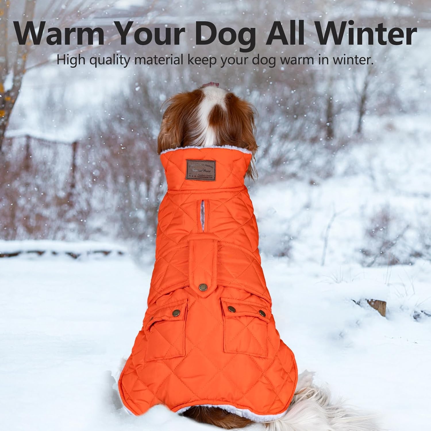 image:imageKYEESE Dog Coat Thick Pets Clothes with Pocket Windproof Dog Coats for Small Dogs Waterproof Dogs Jacket with Fleece Lined Warm Pet Winter Puffer Coat with Leash Hole Soft Pet Sweater for Cold Weather05Orange