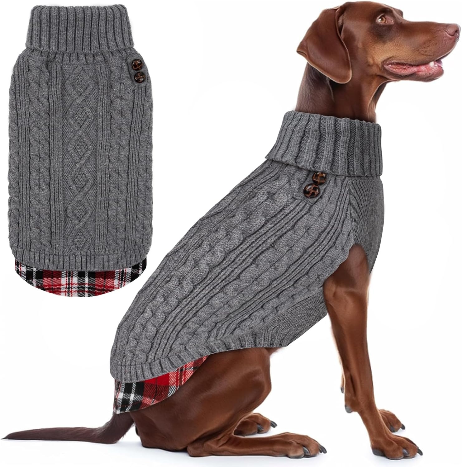 image:imageKYEESE Dog Sweater Stretchy Comfy Pet Coat for Fall Winter Cold Weather Soft Pullover Dog Sweaters for Small Dogs Girl Warm Turtleneck Small Dogs Sweater1 Grey