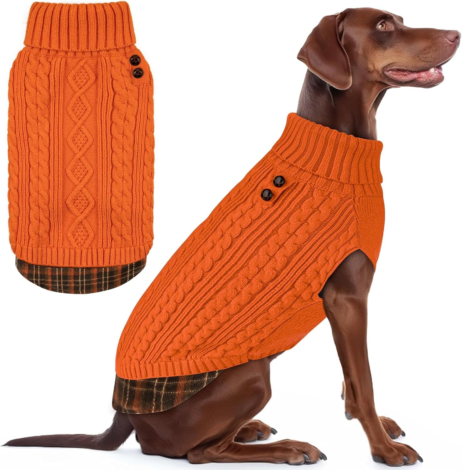 image:imageKYEESE Dog Sweater Stretchy Comfy Pet Coat for Fall Winter Cold Weather Soft Pullover Dog Sweaters for Small Dogs Girl Warm Turtleneck Small Dogs Sweater7 Orange