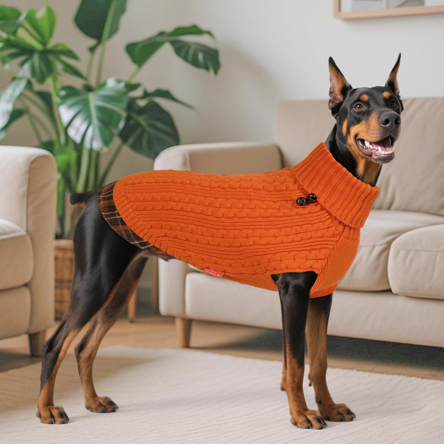 image:imageKYEESE Dog Sweater Stretchy Comfy Pet Coat for Fall Winter Cold Weather Soft Pullover Dog Sweaters for Small Dogs Girl Warm Turtleneck Small Dogs Sweater7 Orange