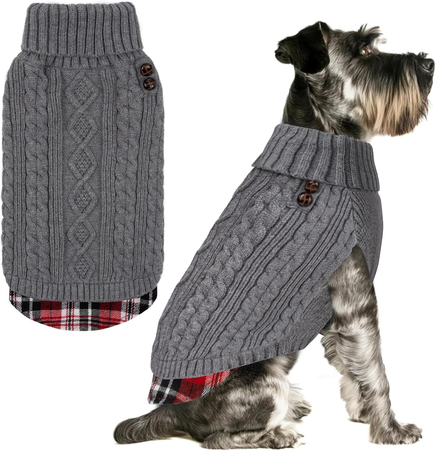 image:imageKYEESE Dog Sweater Stretchy Comfy Pet Coat for Fall Winter Cold Weather Soft Pullover Dog Sweaters for Small Dogs Girl Warm Turtleneck Small Dogs Sweater1 Grey