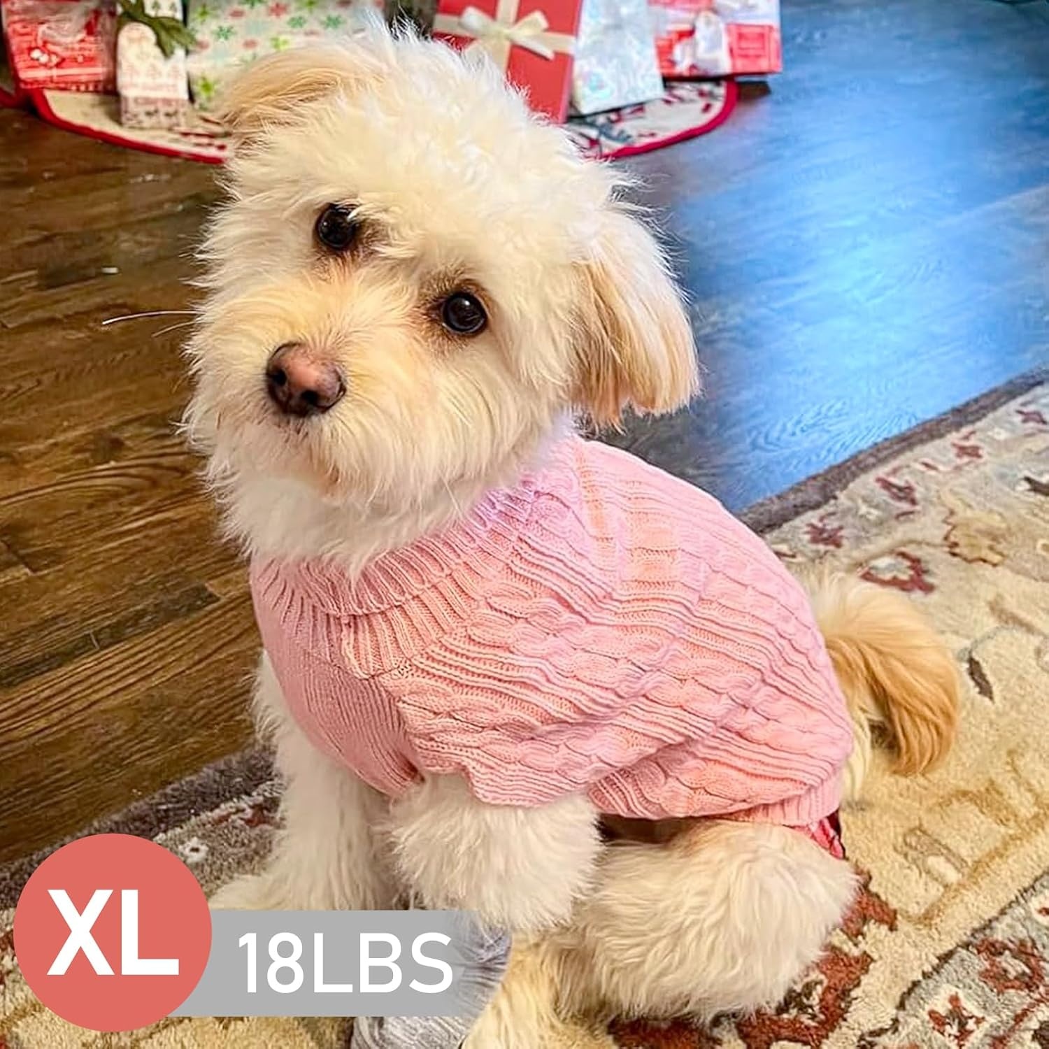 image:imageKYEESE Dog Sweater Stretchy Comfy Pet Coat for Fall Winter Cold Weather Soft Pullover Dog Sweaters for Small Dogs Girl Warm Turtleneck Small Dogs Sweater5 Pink
