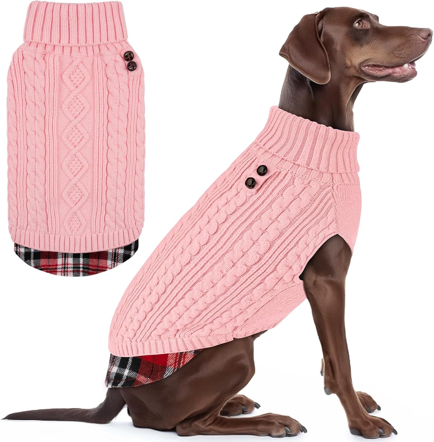 image:imageKYEESE Dog Sweater Stretchy Comfy Pet Coat for Fall Winter Cold Weather Soft Pullover Dog Sweaters for Small Dogs Girl Warm Turtleneck Small Dogs Sweater5 Pink