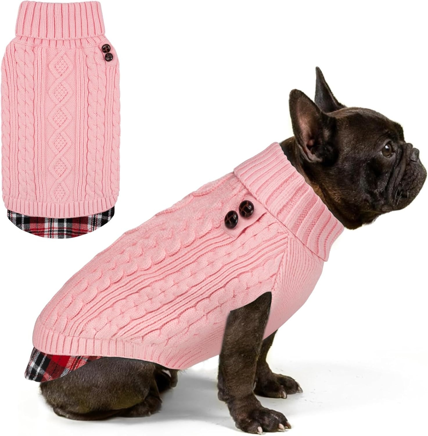 image:imageKYEESE Dog Sweater Stretchy Comfy Pet Coat for Fall Winter Cold Weather Soft Pullover Dog Sweaters for Small Dogs Girl Warm Turtleneck Small Dogs Sweater5 Pink