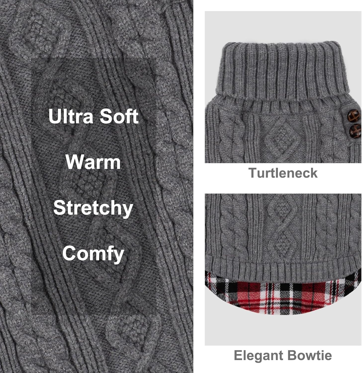 image:imageKYEESE Dog Sweater Stretchy Comfy Pet Coat for Fall Winter Cold Weather Soft Pullover Dog Sweaters for Small Dogs Girl Warm Turtleneck Small Dogs Sweater1 Grey