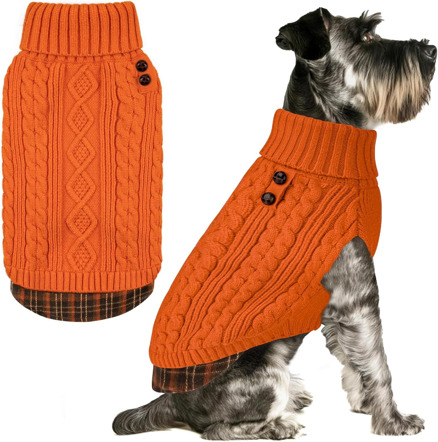 image:imageKYEESE Dog Sweater Stretchy Comfy Pet Coat for Fall Winter Cold Weather Soft Pullover Dog Sweaters for Small Dogs Girl Warm Turtleneck Small Dogs Sweater7 Orange