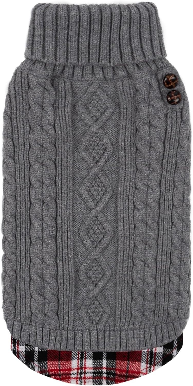 image:imageKYEESE Dog Sweater Stretchy Comfy Pet Coat for Fall Winter Cold Weather Soft Pullover Dog Sweaters for Small Dogs Girl Warm Turtleneck Small Dogs Sweater1 Grey