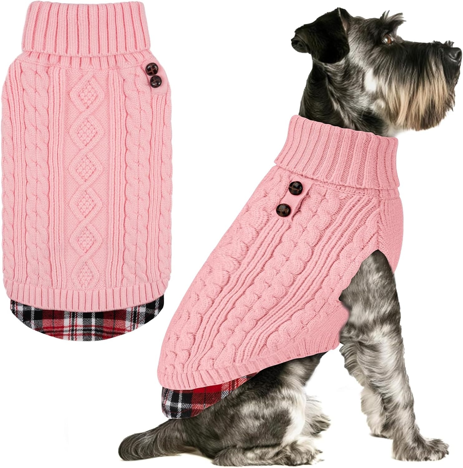 image:imageKYEESE Dog Sweater Stretchy Comfy Pet Coat for Fall Winter Cold Weather Soft Pullover Dog Sweaters for Small Dogs Girl Warm Turtleneck Small Dogs Sweater5 Pink