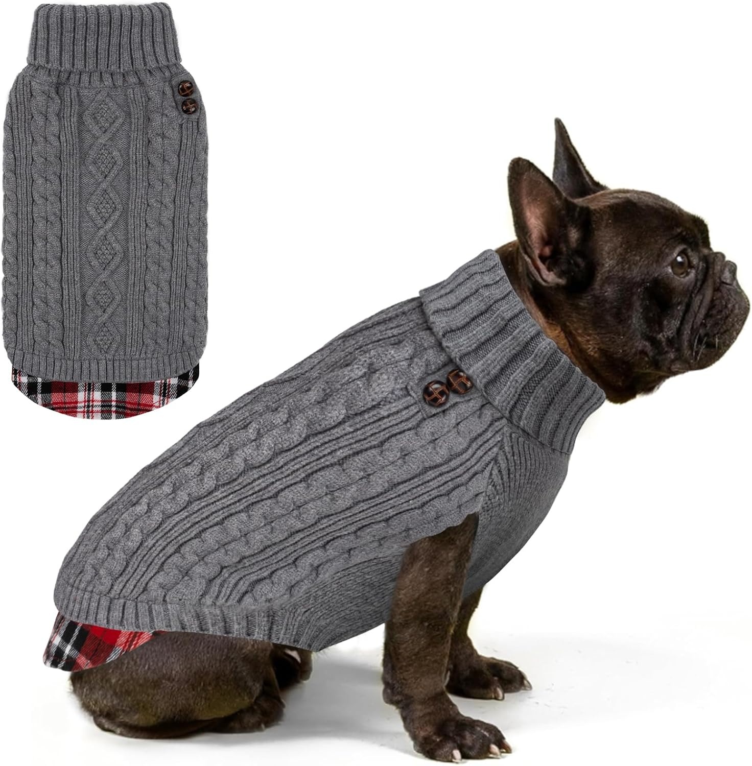 image:imageKYEESE Dog Sweater Stretchy Comfy Pet Coat for Fall Winter Cold Weather Soft Pullover Dog Sweaters for Small Dogs Girl Warm Turtleneck Small Dogs Sweater1 Grey