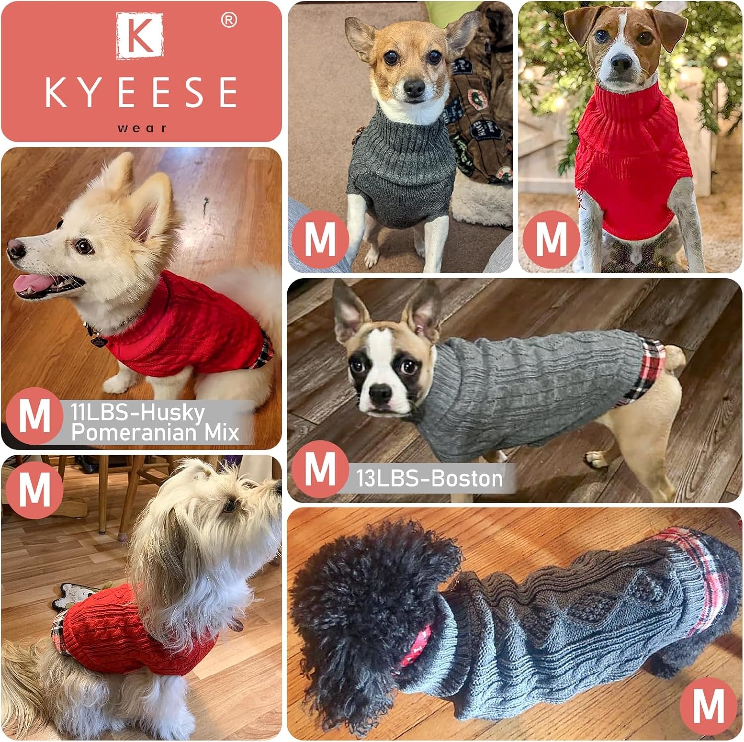 image:imageKYEESE Dog Sweater Stretchy Comfy Pet Coat for Fall Winter Cold Weather Soft Pullover Dog Sweaters for Small Dogs Girl Warm Turtleneck Small Dogs Sweater5 Pink