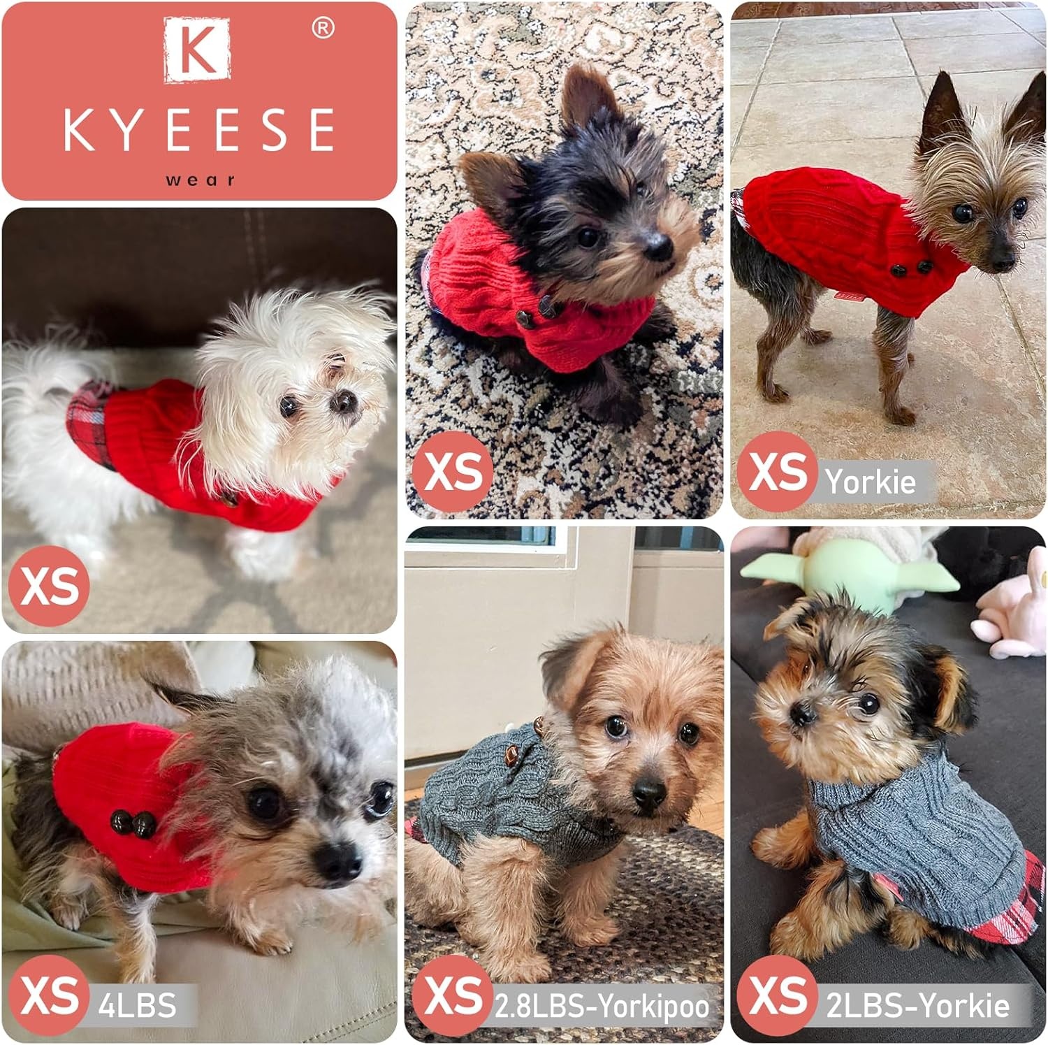 image:imageKYEESE Dog Sweater Stretchy Comfy Pet Coat for Fall Winter Cold Weather Soft Pullover Dog Sweaters for Small Dogs Girl Warm Turtleneck Small Dogs Sweater1 Grey
