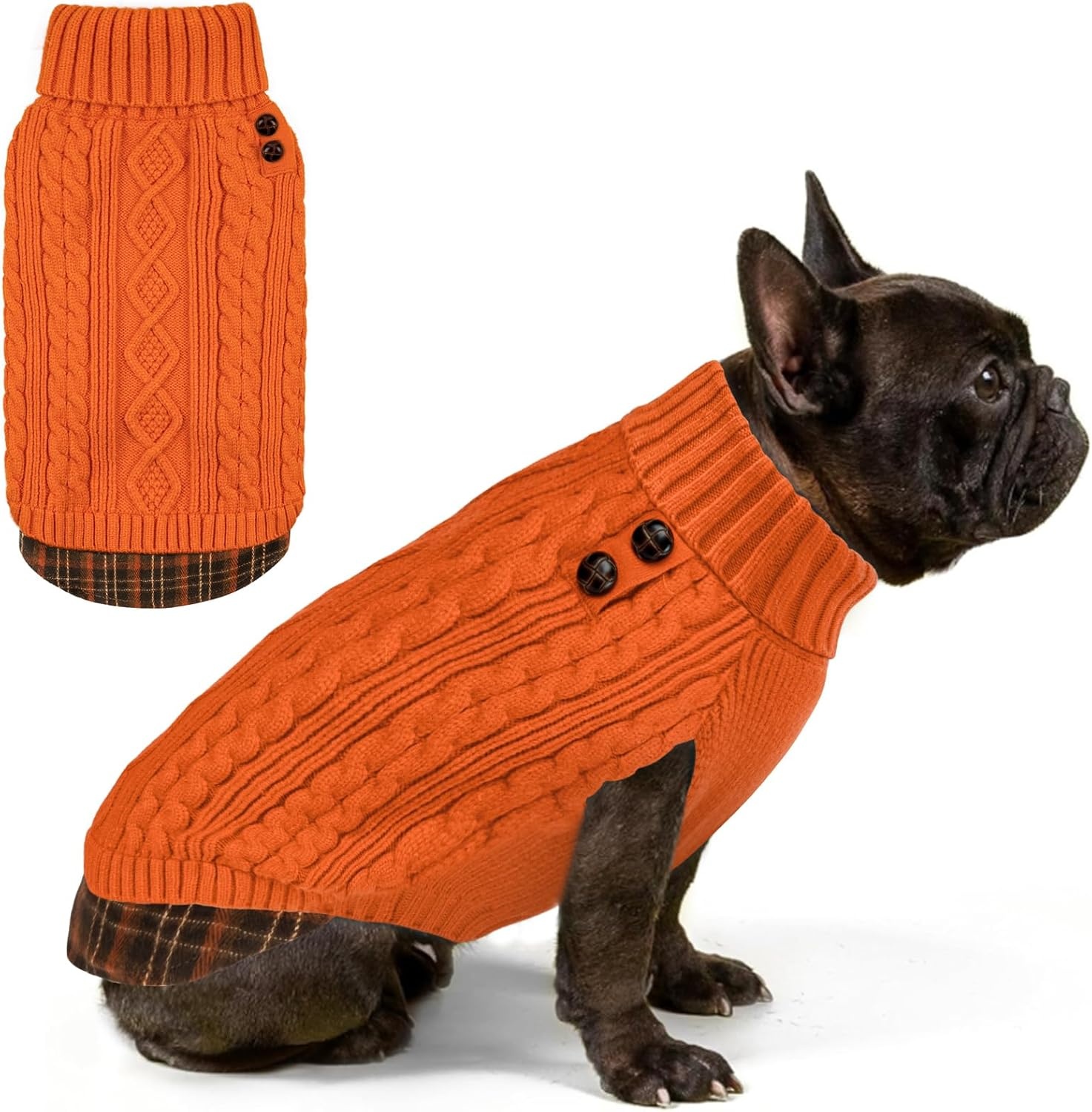 image:imageKYEESE Dog Sweater Stretchy Comfy Pet Coat for Fall Winter Cold Weather Soft Pullover Dog Sweaters for Small Dogs Girl Warm Turtleneck Small Dogs Sweater7 Orange