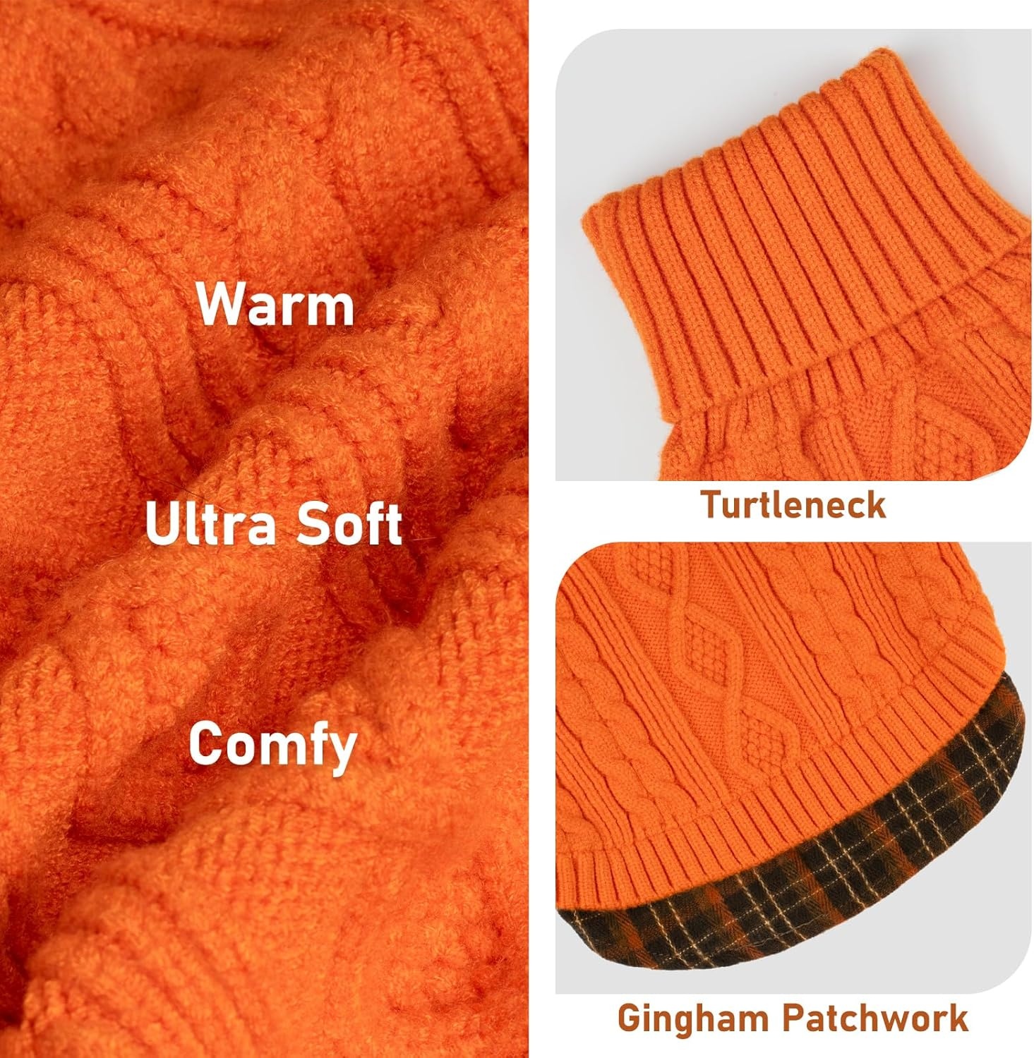 image:imageKYEESE Dog Sweater Stretchy Comfy Pet Coat for Fall Winter Cold Weather Soft Pullover Dog Sweaters for Small Dogs Girl Warm Turtleneck Small Dogs Sweater7 Orange