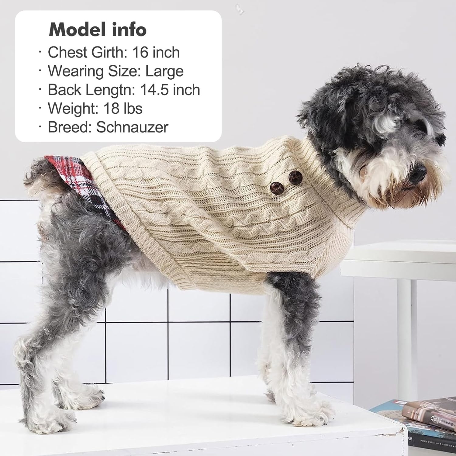 image:imageKYEESE Dog Sweater Stretchy Comfy Pet Coat for Fall Winter Cold Weather Soft Pullover Dog Sweaters for Small Dogs Girl Warm Turtleneck Small Dogs Sweater3 Beige