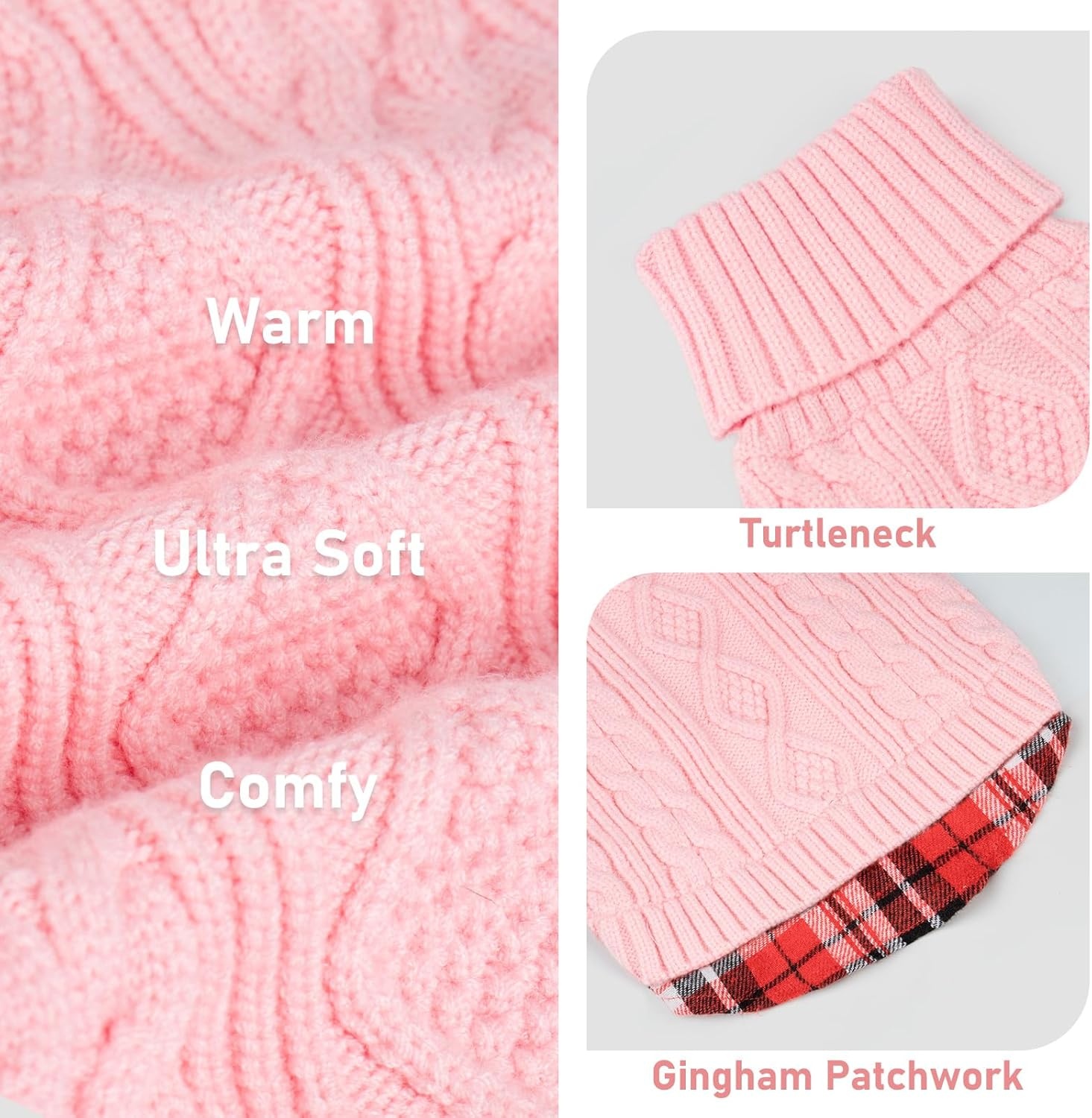 image:imageKYEESE Dog Sweater Stretchy Comfy Pet Coat for Fall Winter Cold Weather Soft Pullover Dog Sweaters for Small Dogs Girl Warm Turtleneck Small Dogs Sweater5 Pink