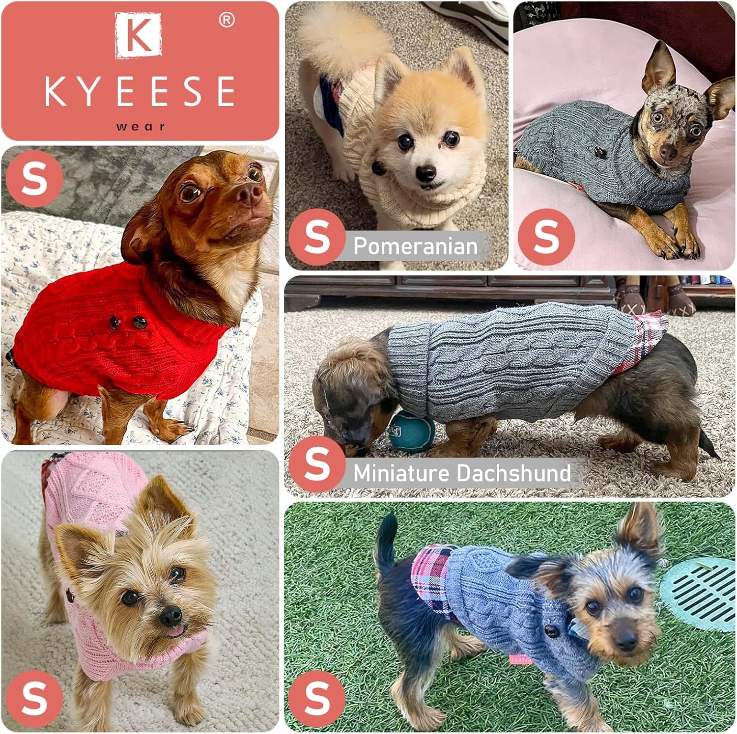 image:imageKYEESE Dog Sweater Stretchy Comfy Pet Coat for Fall Winter Cold Weather Soft Pullover Dog Sweaters for Small Dogs Girl Warm Turtleneck Small Dogs Sweater1 Grey