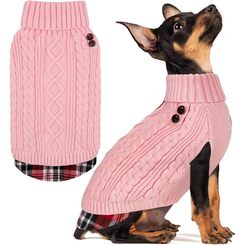 image:imageKYEESE Dog Sweater Stretchy Comfy Pet Coat for Fall Winter Cold Weather Soft Pullover Dog Sweaters for Small Dogs Girl Warm Turtleneck Small Dogs Sweater5 Pink