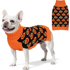 image:imageKYEESE Dog Christmas Sweater with Reindeer Pattern Cozy Holiday Outfit Turtleneck Dog Sweater for Small Dogs with Leash Hole Red Buffalo Plaid Knitwear Soft Warm Festival Dogs Clothes Large6Halloween