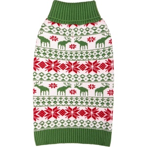 image:imageKYEESE Dog Christmas Sweater with Reindeer Pattern Cozy Holiday Outfit Turtleneck Dog Sweater for Small Dogs with Leash Hole Red Buffalo Plaid Knitwear Soft Warm Festival Dogs Clothes Large5 ChristmasGreen