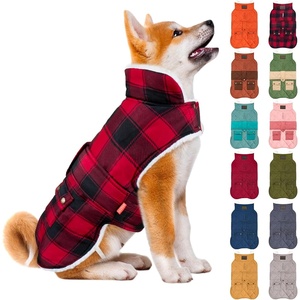 image:imageKYEESE Dog Coat Thick Pets Clothes with Pocket Windproof Dog Coats for Small Dogs Waterproof Dogs Jacket with Fleece Lined Warm Pet Winter Puffer Coat with Leash Hole Soft Pet Sweater for Cold Weather12Red Plaid
