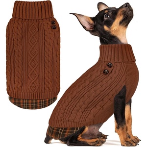 image:imageKYEESE Dog Sweater Stretchy Comfy Pet Coat for Fall Winter Cold Weather Soft Pullover Dog Sweaters for Small Dogs Girl Warm Turtleneck Small Dogs Sweater9 Brown