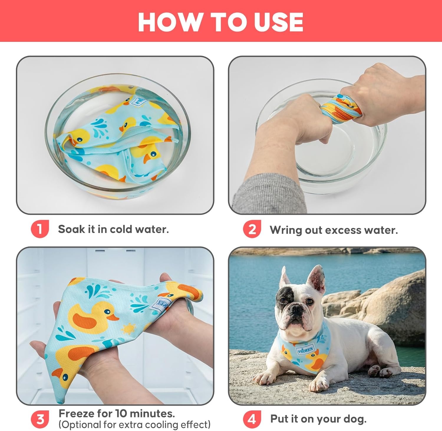 image:imageKYEESE 2Pack Dog Cooling Bandana Breathable Cooling Bandanas for Small Medium Large Dogs Neck Cooler Wraps for Summer Walking Outdoor DuckBlueDuckBlue