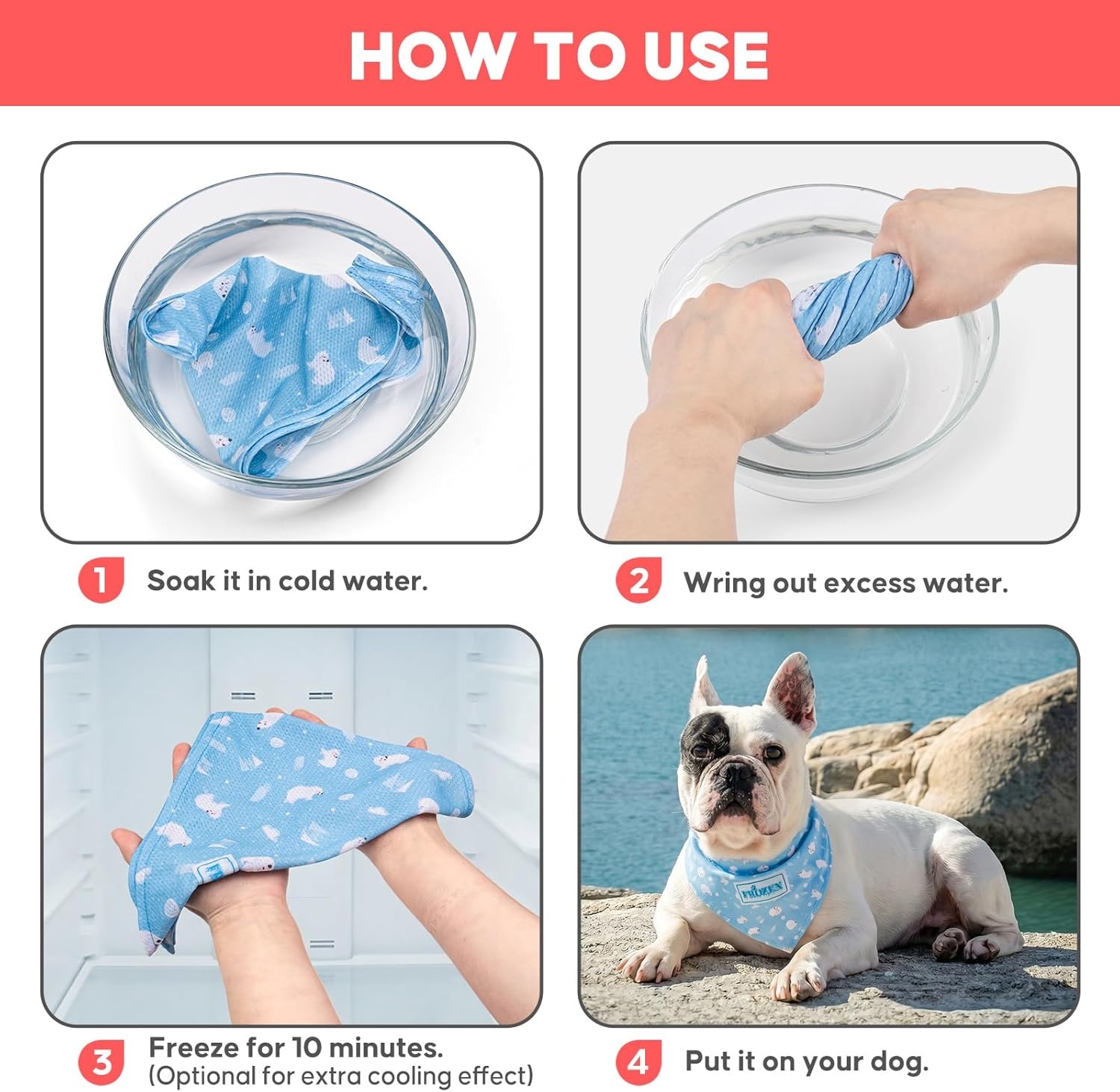 image:imageKYEESE 2Pack Dog Cooling Bandana Breathable Cooling Bandanas for Small Medium Large Dogs Neck Cooler Wraps for Summer Walking Outdoor DuckBluePolar bearIce