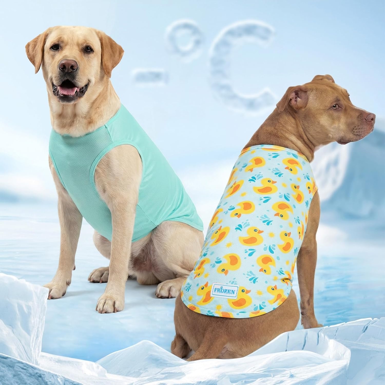 image:imageKYEESE 2Pack Dog Cooling Shirt Breathable Dog Shirt for Small Dogs Sun Protection Dogs Cooling Vest Tank Top Lightweight Soft Sleeveless Summer Pet Clothes DuckBlue M4 DuckBlue