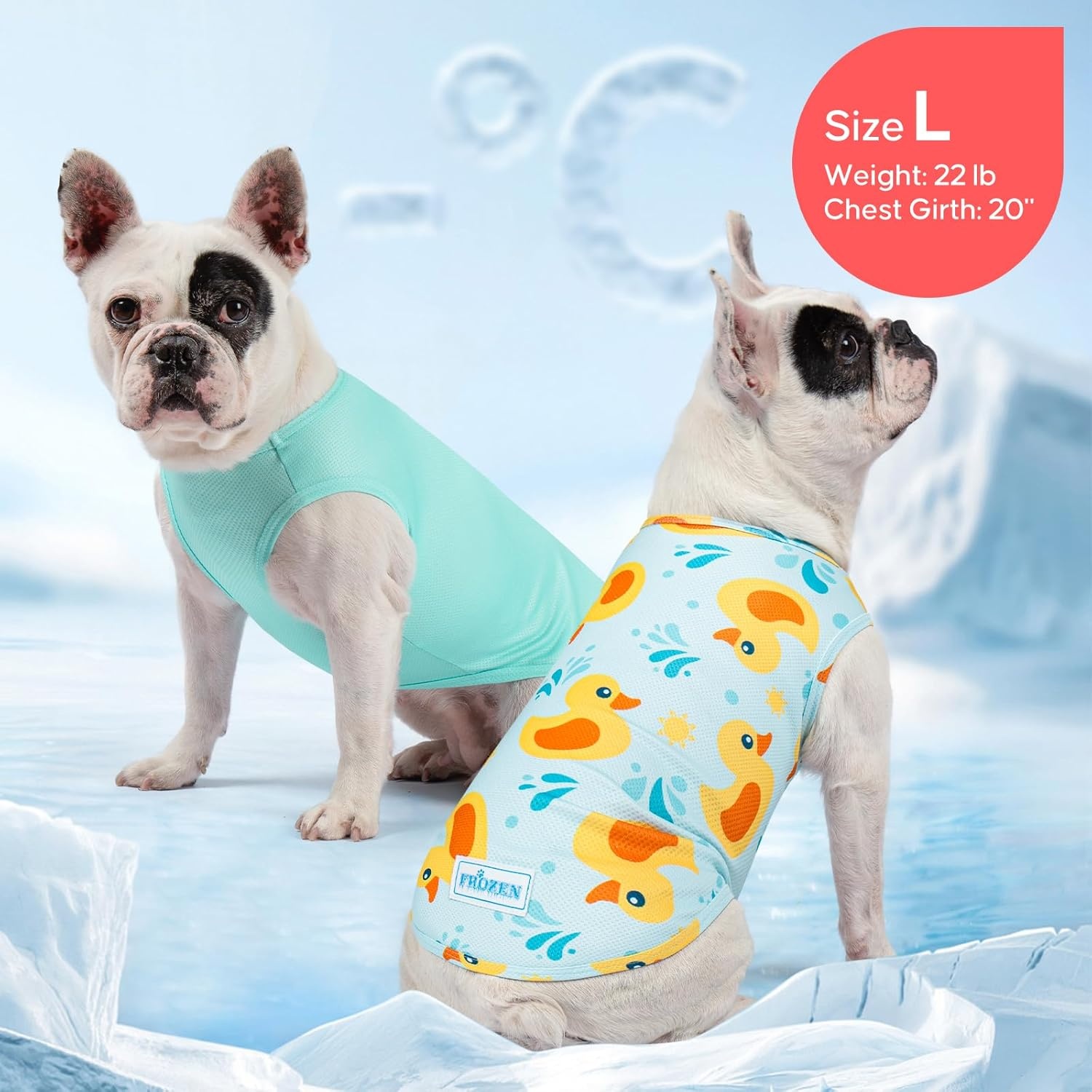 image:imageKYEESE 2Pack Dog Cooling Shirt Breathable Dog Shirt for Small Dogs Sun Protection Dogs Cooling Vest Tank Top Lightweight Soft Sleeveless Summer Pet Clothes DuckBlue M4 DuckBlue