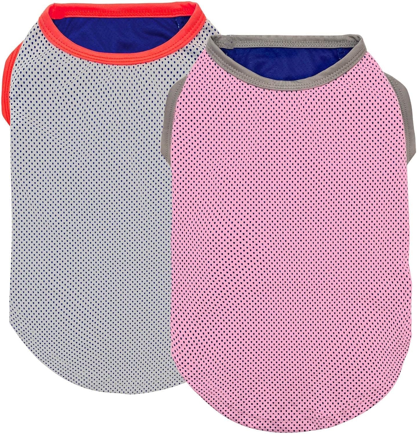 image:imageKYEESE 2Pack Dog Cooling Shirt Breathable Dog Shirt for Small Dogs Sun Protection Dogs Cooling Vest Tank Top Lightweight Soft Sleeveless Summer Pet Clothes DuckBlue M6 PinkGrey