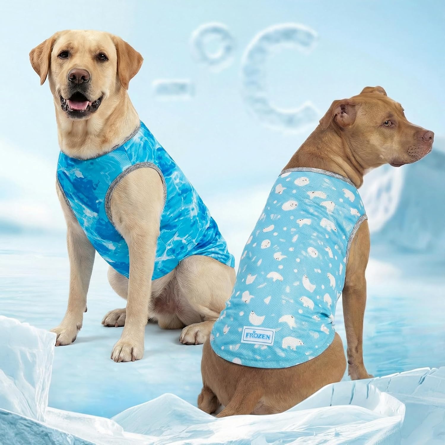 image:imageKYEESE 2Pack Dog Cooling Shirt Breathable Dog Shirt for Small Dogs Sun Protection Dogs Cooling Vest Tank Top Lightweight Soft Sleeveless Summer Pet Clothes DuckBlue M1 Polar bearIce