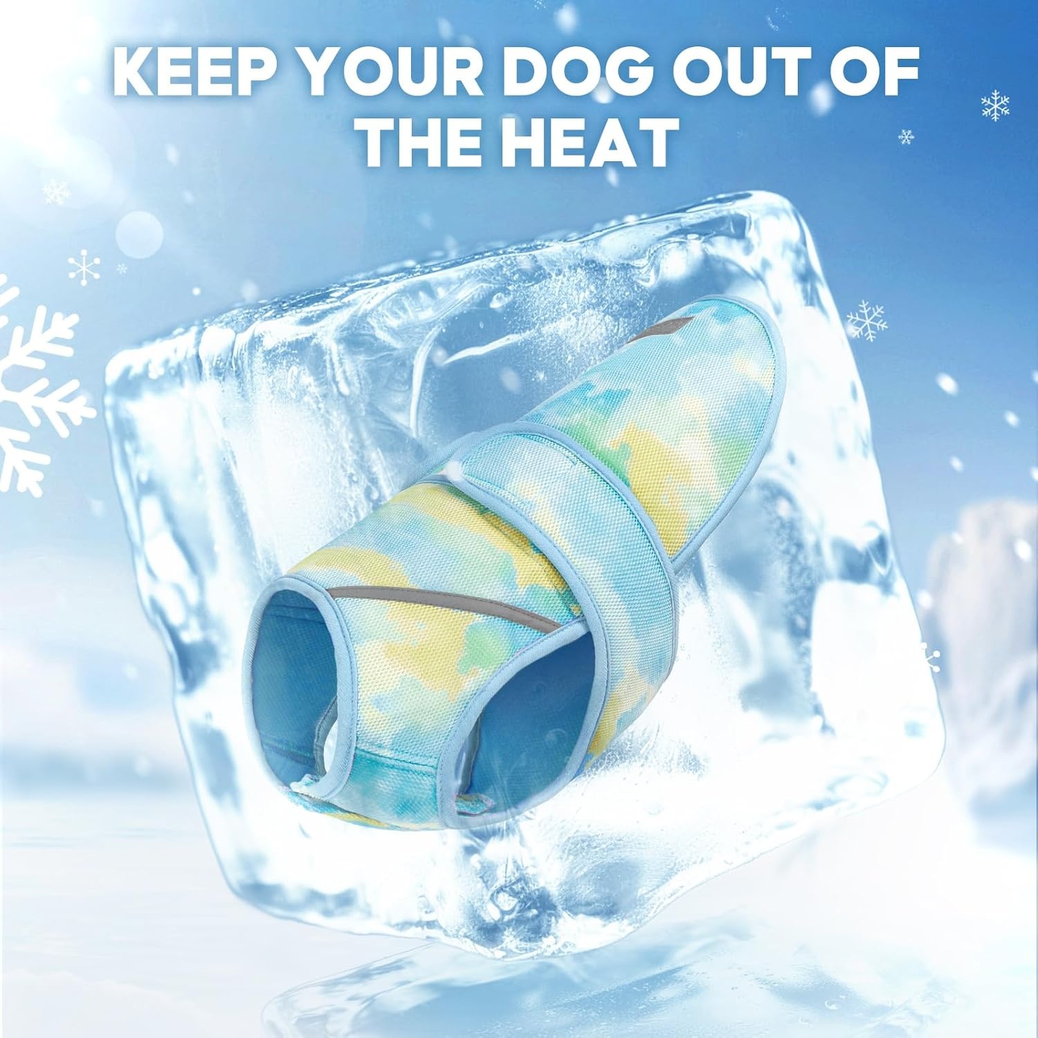 image:imageKYEESE Dog Cooling Vest Lightweight Dog Cooler Jacket 3D Breathable Mesh Pet Cooling Shirts for Summer with Reflective Stripe Sun Protection Pet T Shirt for Beach Hiking Walking Blue LBlue
