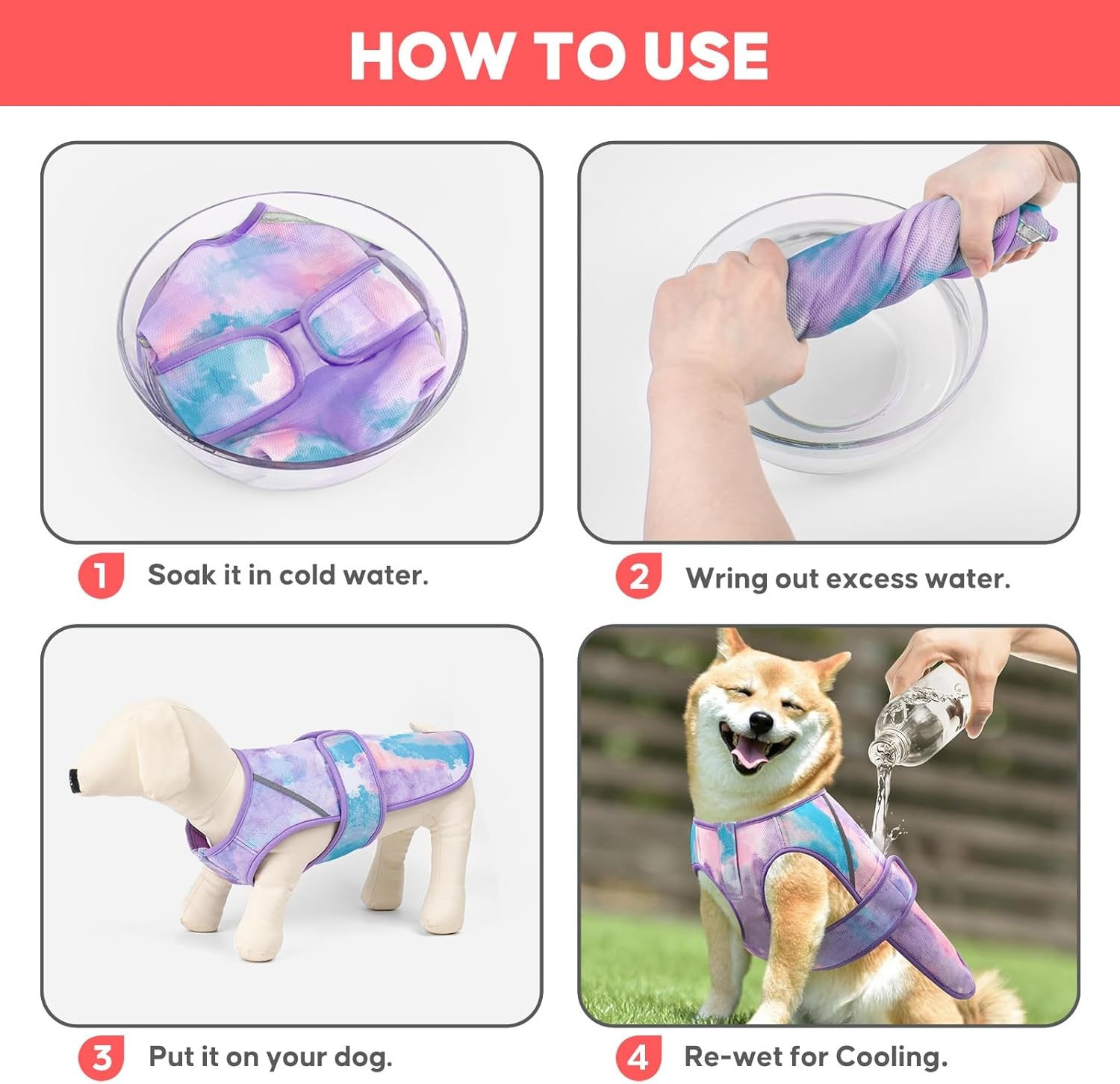 image:imageKYEESE Dog Cooling Vest Lightweight Dog Cooler Jacket 3D Breathable Mesh Pet Cooling Shirts for Summer with Reflective Stripe Sun Protection Pet T Shirt for Beach Hiking Walking Blue LPurple