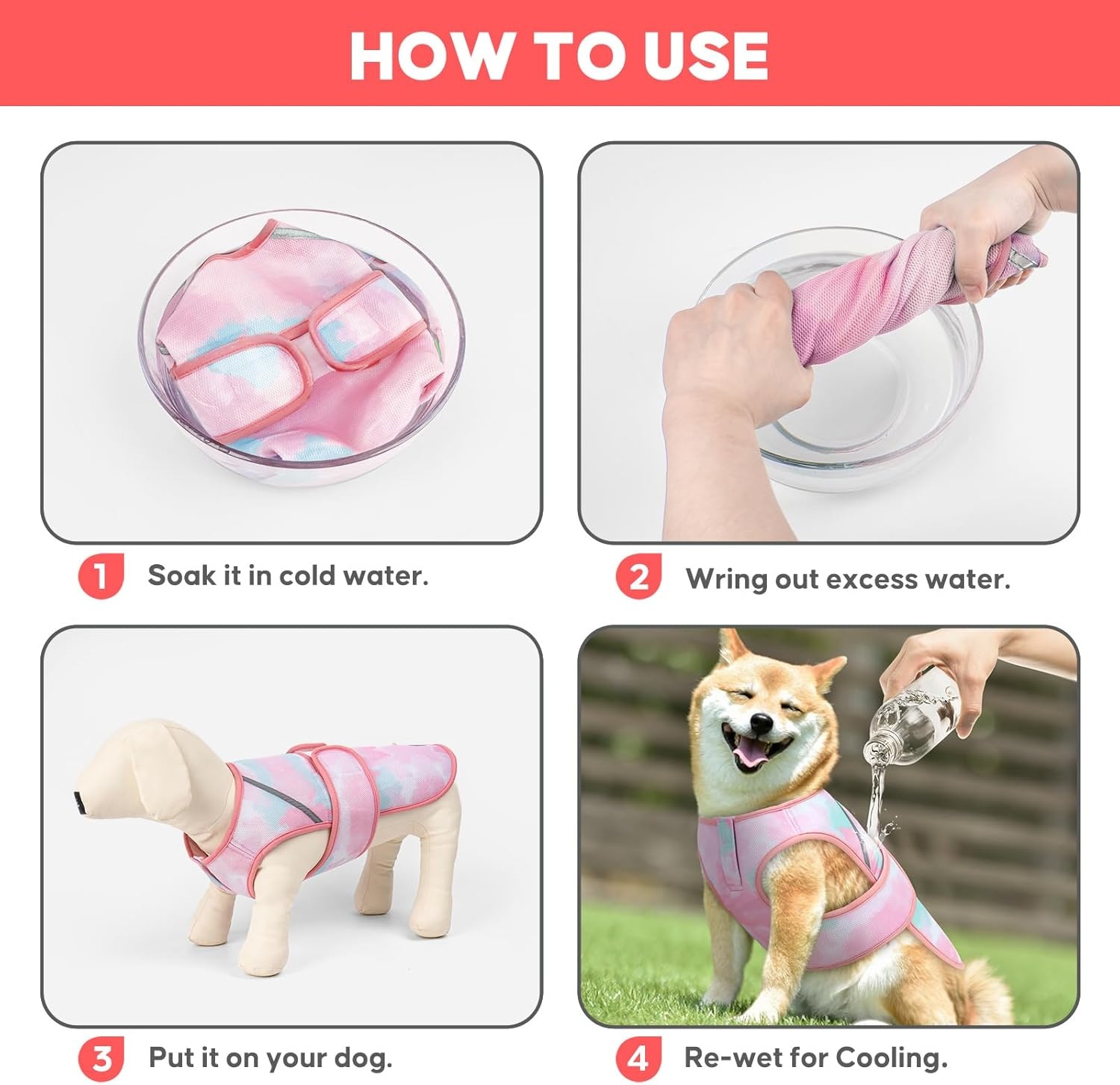 image:imageKYEESE Dog Cooling Vest Lightweight Dog Cooler Jacket 3D Breathable Mesh Pet Cooling Shirts for Summer with Reflective Stripe Sun Protection Pet T Shirt for Beach Hiking Walking Blue LPink
