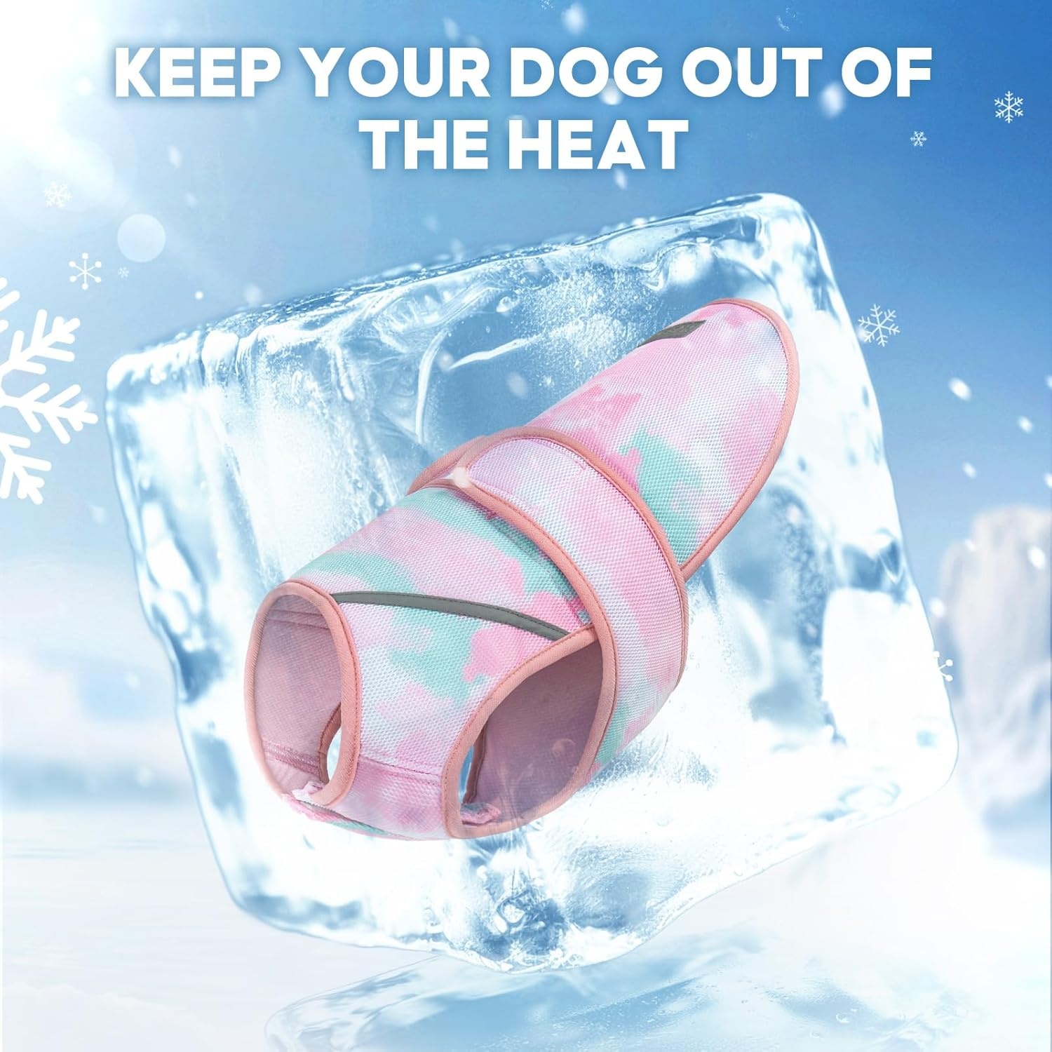 image:imageKYEESE Dog Cooling Vest Lightweight Dog Cooler Jacket 3D Breathable Mesh Pet Cooling Shirts for Summer with Reflective Stripe Sun Protection Pet T Shirt for Beach Hiking Walking Blue LPink